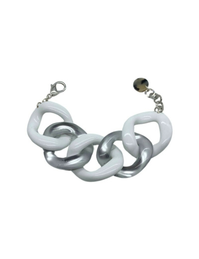 BRACELET MAILLON FRANCINE BRAMLI BLANC ET ARGENTÉ