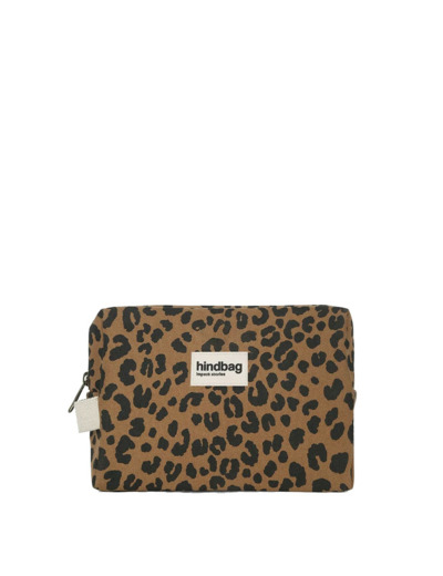 Hindbag Leon Trousse Cosmétique En Coton Bio Léopard Cannelle