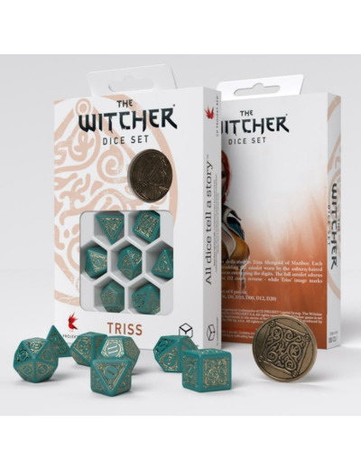 Lot de 7 dés avec pièce- The Witcher- Triss