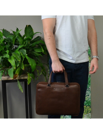 Ateliers Fourès Baroudeur Cartable Cuir 37cm Ithaque F9515 Cognac