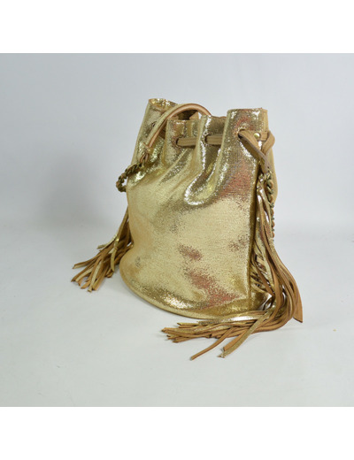 Mila Louise Milea RX Sac Seau Frangé Cuir Glitter Ambre