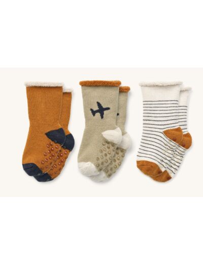 Lot de 3 chaussettes antidérapantes Avion