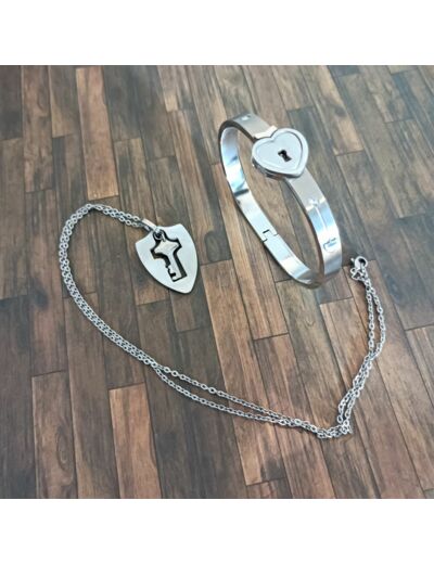 Ensemble chaîne/bracelet pour couple cadenas/clé
