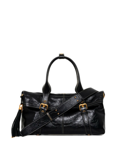 Gérard Darel Monica Sac Porté Main En Cuir Effet Froissé Noir