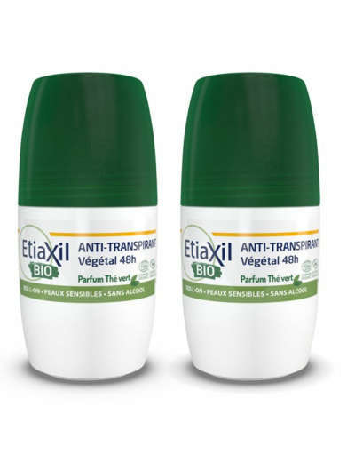 Roll-on Anti-Transpirant Végétal 48H Thé Vert Bio Lot 2x50ml Déodorant Etiaxil