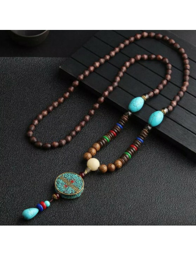 Collier Mala 108 perles bois Népal