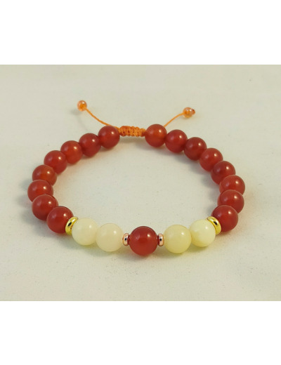 Bracelet ajustable cornaline /jade jaune