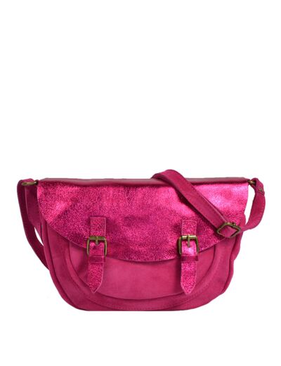 Farfouillette Sac Bandoulière Arrondi Cuir 3026 Fuchsia