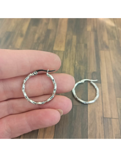 Boucles d'oreilles en acier Inox créoles 24mm Argenté