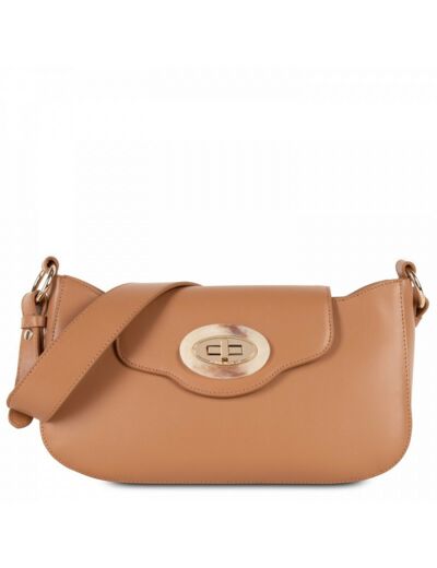 Lancaster Marble Touch Sac Besace Cuir 571-59 Camel