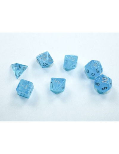 Chessex - 7 dés Luminary™ Mini-Polyhedral Sky/silver