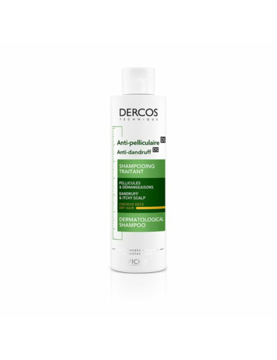 Shampooing Anti-pelliculaire Traitant Pellicules et Démangeaisons 200ml Dercos Cheveux secs Vichy