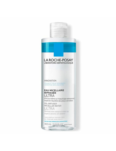 Eau Micellaire Biphasée Ultra démaquillant 400ml Toilette Physiologique Visage yeux waterproof La Roche-Posay