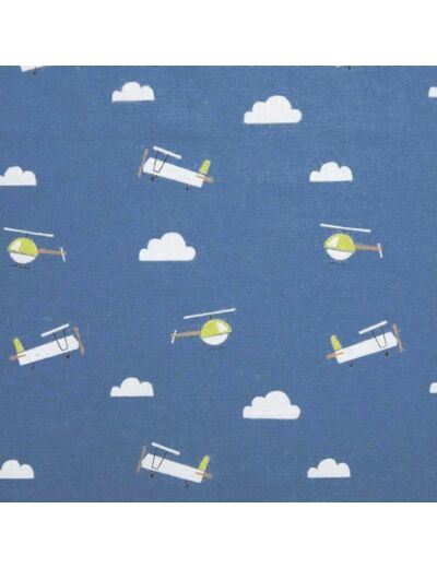 Tissu coton denim print color 4 Planes