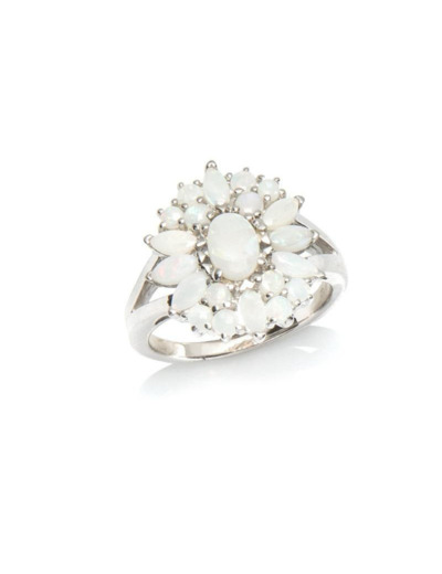 BAGUE ARGENT OPALES BLANCHES D'AUSTRALIE
