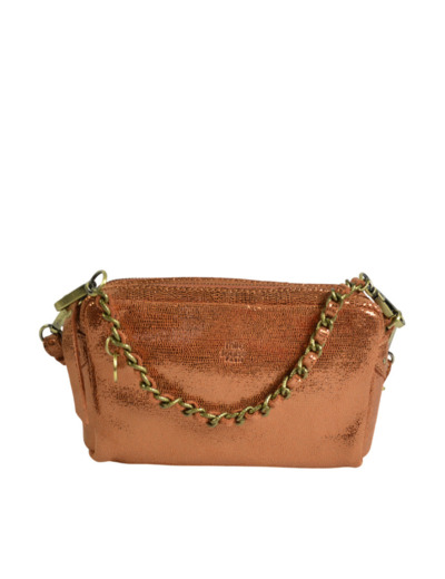 Mila Louise Mama XS RX Petit Sac Trotteur Cuir Pailleté Tan