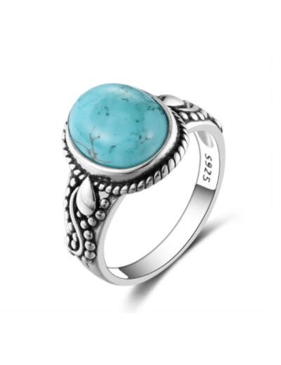 Bague ronde turquoise en argent