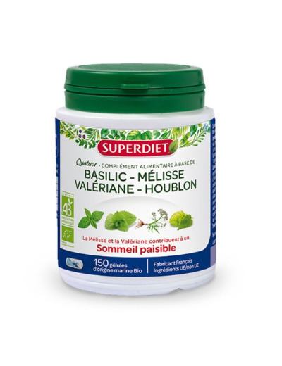 Quatuor Sommeil Paisible Melisse Bio 150 Gelules Superdiet