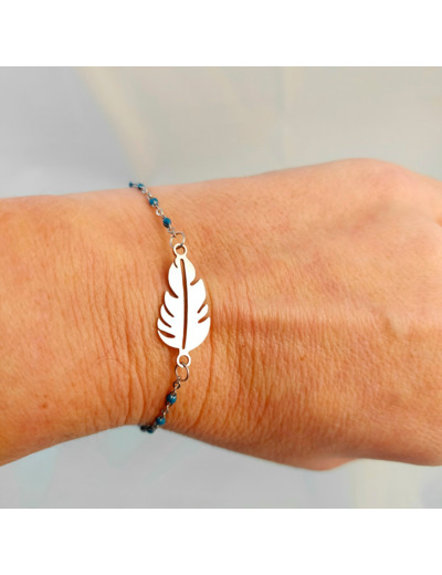 Bracelet plume bleu/argenté