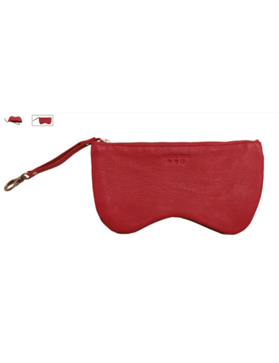 Etui à lunettes - Pochette double zippée - Rouge