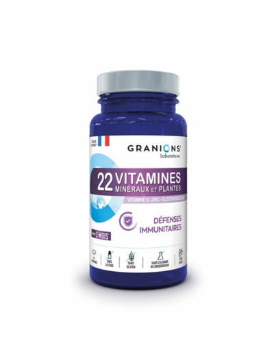 22 vitamines minéraux et plantes 90 comprimés Granions