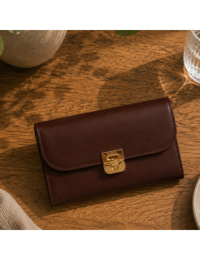 Gérard Darel PM Wallet Portefeuille En Cuir Marron