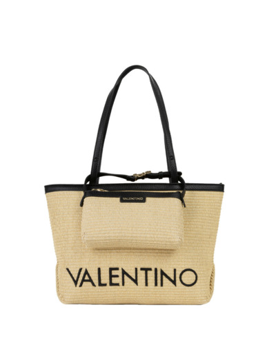 Valentino Maiam Sac Shopping Avec Pochette Amovible Effet Paille Natural/Nero