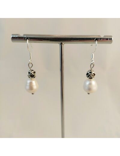 Boucles d'oreilles perles de culture d'eau douce/argent