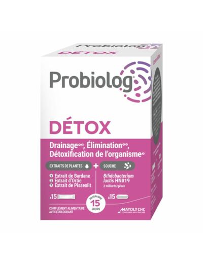 Probiolog Detox 15 sticks et 15 gélules Mayoly Spindler