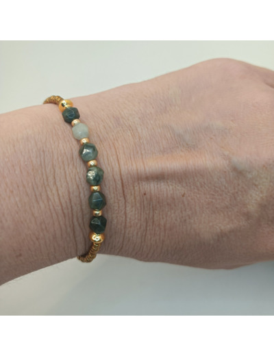 Bracelet jade verte/doré/bronze