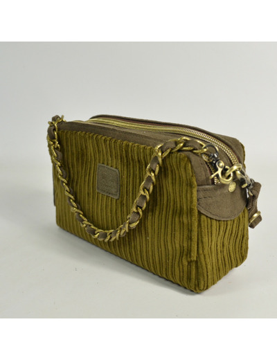 Mila Louise Mama XS VFR1 Petit Sac Trotteur Velours Fumé Kaki