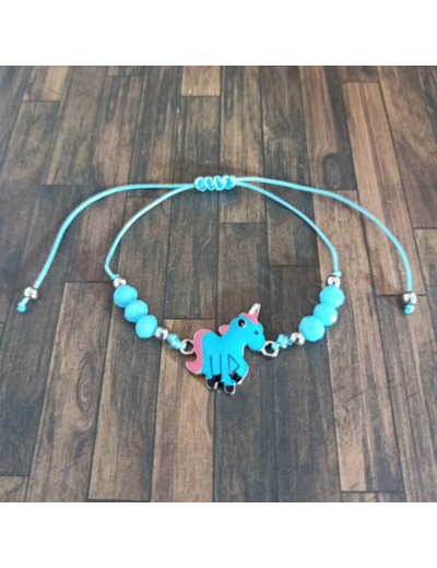 Bracelet enfant licorne bleu