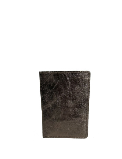 Farfouillette Porte-Papiers Vertical En Cuir Effet Froissé Brillant Taupe