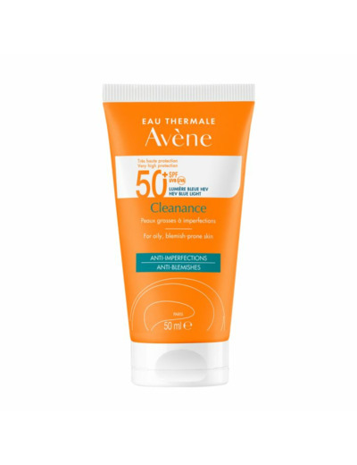 Crème Solaire SPF50+ UVB UVA Lumière Bleue HEV 50ml Cleanance Peaux grasses à imperfections Avène