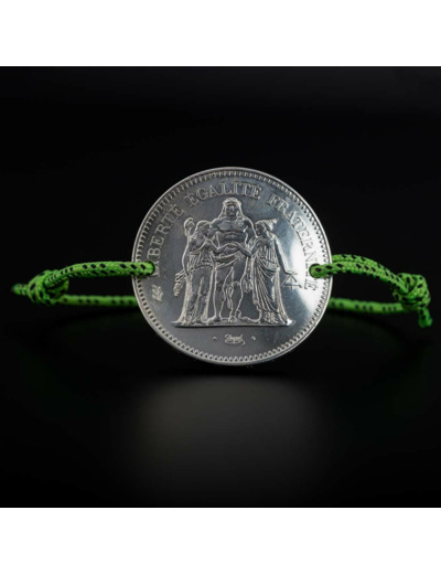 Bracelet cordon et pièce 50 francs