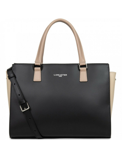 Lancaster Smooth Sac Porté Main 437-04 Noir Noir-Nude Clair-Nude Fonce