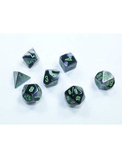 Chessex - 7 dés Gemini® Mini-Polyhedral Back-Grey/green