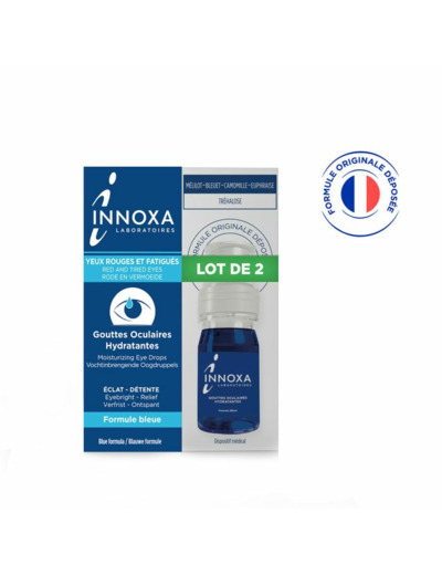 Gouttes oculaires hydratantes yeux rouges et fatigués 2x10ml Formule bleue Innoxa