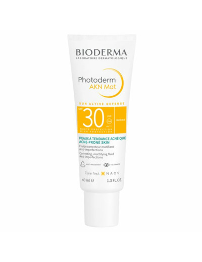 Fluide correcteur matifiant anti-imperfections SPF30 40ml Photoderm AKN Mat Peaux à tendance acnéique Bioderma