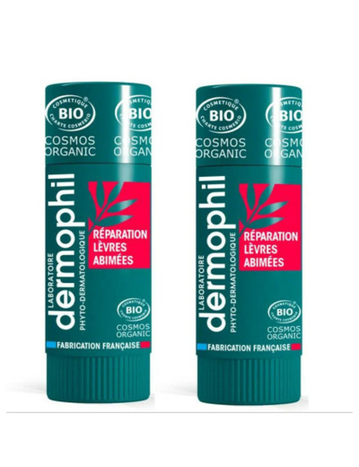 Sticks Lèvres Bio Réparation 2x4g Les Intenses Lèvres Abîmees Dermophil Indien