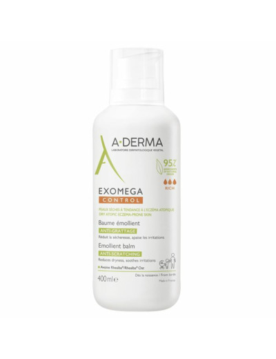 Baume Emollient 400ml Exomega Control Peaux Sèches A Tendance A L'Eczéma Atopique A-Derma