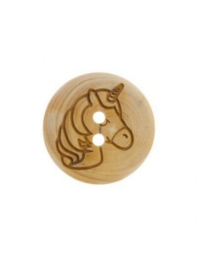 Bouton bois licorne